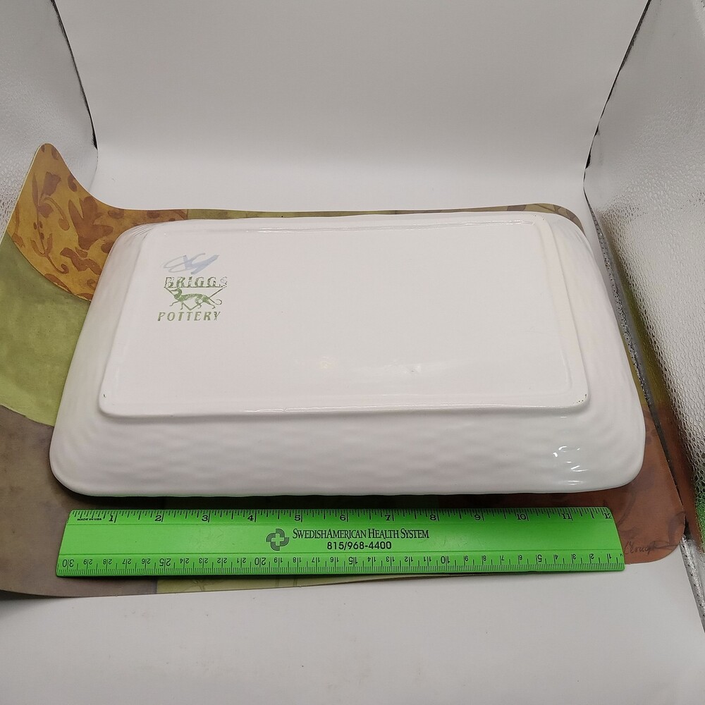 BRIGGS POTTERY Sculpted Vegetable Serving Platter Dip Cup Signed 12" Charcuterie - Picture 13 of 15